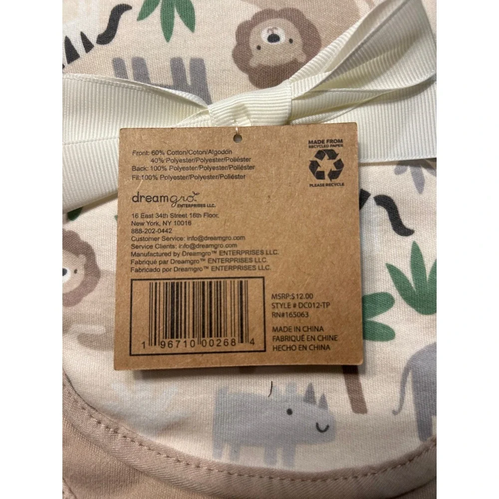 Grey Knit Elephant Plush and 3-Pack Safari Tropic Burp Cloths Baby Gift Set NEW